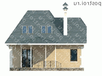 G-132-1P проект одноэтажного коттеджа из газобетона с мансардой размером 9 на 11 - вид сзади