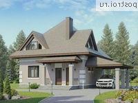 G-134-1P проект одноэтажного дома из газобетона с мансардой и гаражом размером 9 на 9 