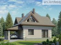 G-134-1P проект одноэтажного дома из газобетона с мансардой и гаражом размером 9 на 9 