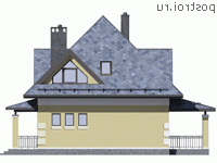 G-134-2P проект одноэтажного дома из газобетона с мансардой размером 10 на 9 - вид слева