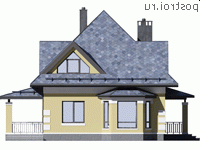 G-134-2P проект одноэтажного дома из газобетона с мансардой размером 10 на 9 - вид справа