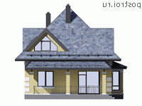 G-134-2P проект одноэтажного дома из газобетона с мансардой размером 10 на 9 - вид сзади