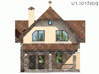 G-135-1P проект одноэтажного дома из газобетона с мансардой размером 12 на 9  - вид спереди