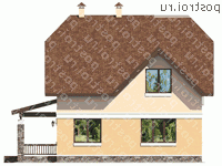 G-135-1P проект одноэтажного дома из газобетона с мансардой размером 12 на 9  - вид слева