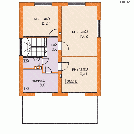 G-135-1P проект одноэтажного дома из газобетона с мансардой размером 12 на 9  - мансарда