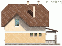 G-135-1P проект одноэтажного дома из газобетона с мансардой размером 12 на 9  - вид справа