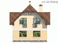 G-135-1P проект одноэтажного дома из газобетона с мансардой размером 12 на 9  - вид сзади