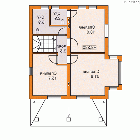 G-138-1P проект двухэтажного дома из газобетона размером 12 на 10 - 2-й этаж