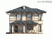 G-138-1P проект двухэтажного дома из газобетона размером 12 на 10 - вид спереди