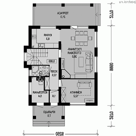 G-139-1P проект двухэтажного дома из газобетона размером 9 на 10  - 1-й этаж