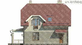 G-141-1P проект одноэтажного дома из газобетона с мансардой размером 10 на 8  - вид слева