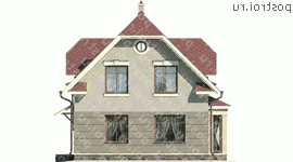 G-141-1P проект одноэтажного дома из газобетона с мансардой размером 10 на 8  - вид сзади