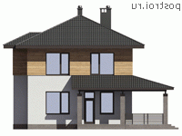 G-143-1P проект двухэтажного дома из газобетона размером 10 на 10  - вид спереди