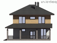 G-143-1P проект двухэтажного дома из газобетона размером 10 на 10  - вид слева