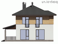 G-143-1P проект двухэтажного дома из газобетона размером 10 на 10  - вид сзади