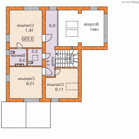 G-149-1P проект одноэтажного дома из газобетона с мансардой размером 13 на 12 - мансарда