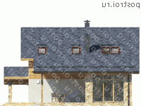 G-149-1P проект одноэтажного дома из газобетона с мансардой размером 13 на 12 - вид справа