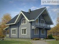 G-152-1D проект одноэтажного деревянного коттеджа из бруса с мансардой размером 13 на 8 