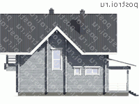 G-152-1D проект одноэтажного деревянного коттеджа из бруса с мансардой размером 13 на 8  - вид справа
