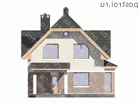 G-152-1P проект одноэтажного коттеджа из пеноблоков с мансардой размером 14 на 10  - вид спереди