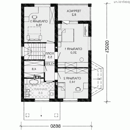 G-152-1P проект одноэтажного коттеджа из пеноблоков с мансардой размером 14 на 10  - мансарда