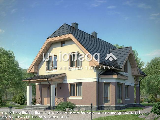 G-152-1P проект одноэтажного коттеджа из пеноблоков с мансардой размером 14 на 10 