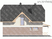 G-152-1P проект одноэтажного коттеджа из пеноблоков с мансардой размером 14 на 10  - вид справа