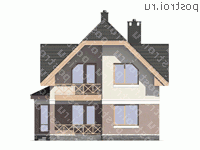 G-152-1P проект одноэтажного коттеджа из пеноблоков с мансардой размером 14 на 10  - вид сзади