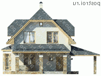 G-154-1P проект одноэтажного коттеджа из пеноблоков с мансардой и гаражом размером 13 на 14  - вид спереди