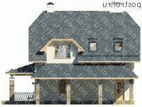 G-154-1P проект одноэтажного коттеджа из пеноблоков с мансардой и гаражом размером 13 на 14  - вид слева