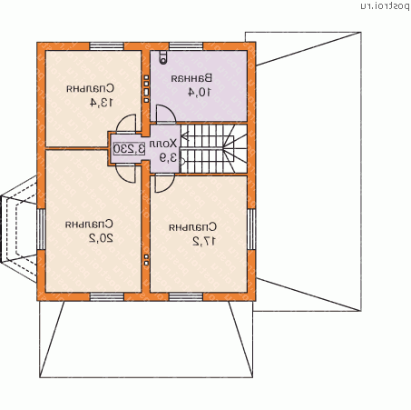 G-154-1P проект одноэтажного коттеджа из пеноблоков с мансардой и гаражом размером 13 на 14  - мансарда