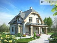 G-154-1P проект одноэтажного коттеджа из пеноблоков с мансардой и гаражом размером 13 на 14 