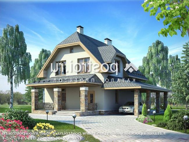 G-154-1P проект одноэтажного коттеджа из пеноблоков с мансардой и гаражом размером 13 на 14 