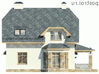 G-154-1P проект одноэтажного коттеджа из пеноблоков с мансардой и гаражом размером 13 на 14  - вид справа