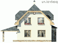 G-154-1P проект одноэтажного коттеджа из пеноблоков с мансардой и гаражом размером 13 на 14  - вид сзади