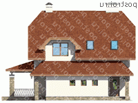 G-154-2P проект одноэтажного коттеджа из пеноблоков с мансардой и гаражом размером 13 на 14  - вид слева