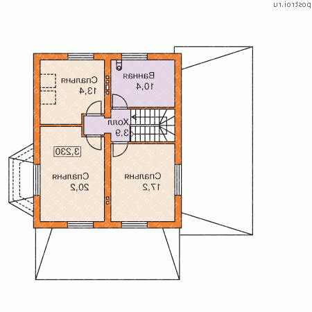 G-154-2P проект одноэтажного коттеджа из пеноблоков с мансардой и гаражом размером 13 на 14  - мансарда