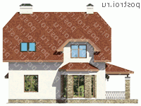 G-154-2P проект одноэтажного коттеджа из пеноблоков с мансардой и гаражом размером 13 на 14  - вид справа