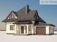 G-155-1P проект одноэтажного коттеджа из пеноблоков с мансардой и гаражом размером 14 на 9 