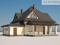 G-155-1P проект одноэтажного коттеджа из пеноблоков с мансардой и гаражом размером 14 на 9 