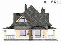 G-155-1P проект одноэтажного коттеджа из пеноблоков с мансардой и гаражом размером 14 на 9  - вид справа