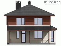 G-164-1P проект двухэтажного дома из пеноблоков размером 10 на 11 - вид спереди