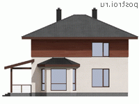 G-164-1P проект двухэтажного дома из пеноблоков размером 10 на 11 - вид слева
