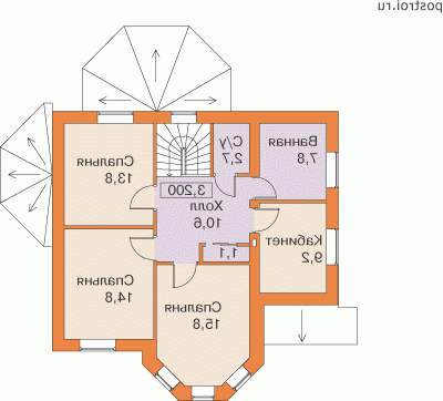 G-169-1P проект двухэтажного дома из пеноблоков размером 12 на 10 - 2-й этаж