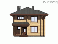 G-171-1D проект двухэтажного деревянного дома из бруса размером 10 на 11  - вид спереди