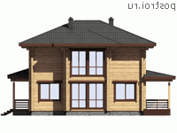 G-171-1D проект двухэтажного деревянного дома из бруса размером 10 на 11  - вид слева