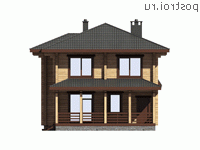 G-171-1D проект двухэтажного деревянного дома из бруса размером 10 на 11  - вид сзади