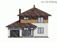 G-171-1P проект двухэтажного дома из пеноблоков с гаражом размером 13 на 13  - вид слева