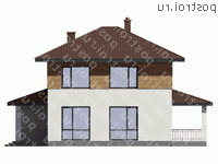 G-171-1P проект двухэтажного дома из пеноблоков с гаражом размером 13 на 13  - вид слева