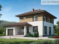 G-171-1P проект двухэтажного дома из пеноблоков с гаражом размером 13 на 13 